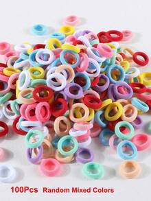 100Pcs Girls Simple Colorful 0.8 Inch Diameter Finger Size Hair Ties, Cute Non-Damaging Hair Bands Ponytail Holders Hair Accessories Suitable For Daily Use - 彩色 - 查看 7