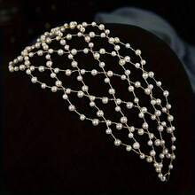 1pc Gold Crystal Rhinestone Headband, Crown Tiara Jewelry Hair Accessory, Gift For Party, Wedding, Bride - Gold - View 7