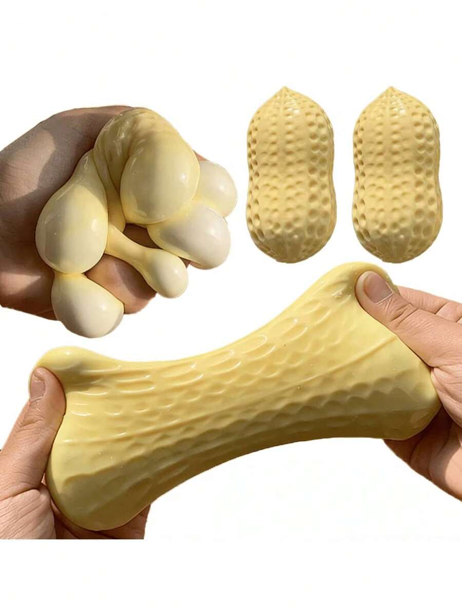 Peanut Shaped Silicone Squeeze Stress Relief Toy, Adult Sensory Fidget Toy, Creative Peanut Squeeze Stress Relief Toy, Suitable For Office Relaxation/Party Interaction, Office, School, Birthday, Holiday And Family Gathering Gift - Multicolor - View 1