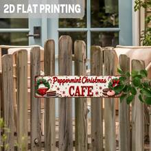 2D Flat Vintage Mint Christmas Cafe Metal Sign, 1pc, Holiday Atmosphere. Christmas Decoration Wall Decor, Suitable For Kitchen, Home, Living Room, Decorative Sign, 3.93X15.74 Inches - A - View 7