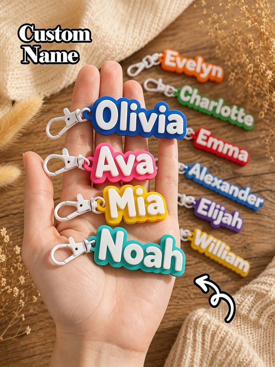 Personalized Letter Keychain, Customized Keychain, Customized Name Keychain, Ideal Personalized Gift For Family, Friends, Backpack Tag, Car Keychain, Men's Keychain, Back To School Season - Multicolor - View 1