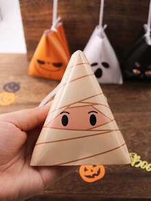 10pcs/Set Halloween Hanging Candy Boxes, 5 Designs Pumpkin, Ghost, Black Cat, Mummy & Skeleton Trick Or Treat Favor Boxes With Ribbon Handles For Kids Halloween Party Supplies - 5 Patterns - View 4