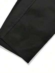 Men's Black Plus Size Wide Leg Cargo Pants, FS Letter Patch Large Side Pockets Drawstring Loose Lightweight Streetwear Long Pants Sports Fall - Black - View 4