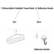 3pcs Set (1pc Retractable & Foldable Towel Rack + 2pcs Adhesive Hooks) Rotating Drying Rack, Space-Saving, Thickened & Widened, High-Quality Anti-Deformation Material, Suitable For Towels, Large Bath Towels, Bed Sheets - Multicolor - View 11