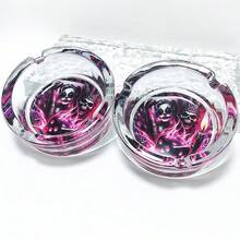 King & Jester Fashion 粉色創意圖案玻璃菸灰缸，3.34 英吋圓形菸灰缸，酒吧裝飾家居裝飾菸灰缸，送給朋友的禮物 - 國王與小丑 - 查看 6