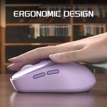 MAGEEGEE Ratón de portátil 2.4G con receptor USB, ratón de viaje ultra delgado, compatible con Macbook Air/Pro, portátil, tableta, computadora, PC - Morado - Ver 2