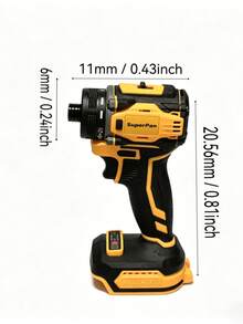 SuperPan 20V Brushless Screwdriver + Tool Kit Set 135N.M Heat Dissipation Design Multi-Function Screwdriver Woodworking / Auto Repair / Home Renovation Screw Removal Tool Compatible With Battery Pins Does Not Include Battery And Power Adapter (Bare Tool Model) - Yellow - View 3