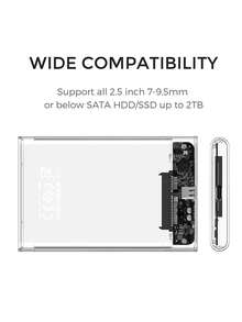 EAGET Carcasa de disco duro portátil, Carcasa de disco duro externo SSD SATA a USB 3.0, Carcasa de disco duro externo SSD/HDD de 2.5 pulgadas, Caja de disco duro portátil de alta velocidad de 5Gbps USB 3.0 a Tipo-C transparente, compatible con sistema Windows de PC/portátil - transparente - Ver 8