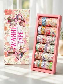 32 Rolls Floral Washi Tape Set, Fresh Floral Pattern Multi-Size Decorative Tape Gift Box For Planner, DIY Sticker Border Background Material Collage Stationery Gift - 1 Set - View 1