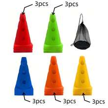 1 Set 23cm Perforated Marker Bucket Football Speed Training Agility Equipment, Includes Training Cones - Multicolor - View 11