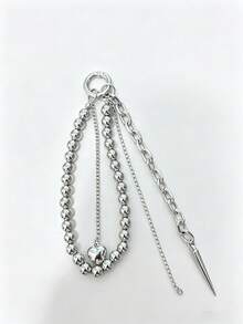 Elegant Metal Pearl Beaded Heart-Shaped Tassel Decor Pendant Keychain Beaded Chain Bag Chain Gift, Beautiful - A - View 8