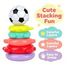 Basketball Spiral Stacking Tower Toy, Colorful Assembly Track Stacking Playset, Early Educational Toy For Toddlers, Color Recognition Developmental Toy, Perfect Birthday Halloween Christmas Holiday Gift, Random Color - Multicolor - View 6