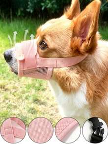 2/1pc Dog Muzzle, Soft Mesh Material, Suitable For Small, Medium And Large Dogs Such As Chihuahua, Poodle, Husky, Labrador, Etc., Breathable, Prevents Biting, Chewing And Grooming, Does Not Affect Panting And Drinking - Pink - View 3