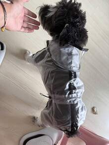 Jas Hujan Anjing Peliharaan Baru, Jas Hujan Tahan Air Empat Kaki dengan Tudung, Jas Hujan Perlindungan Penuh, Cocok untuk Anjing Peliharaan di Luar Ruangan - Hitam - View 8