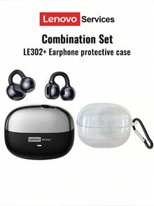 Tai nghe Bluetooth Lenovo LE302 có vỏ bảo vệ trong suốt, kiểu móc tai, âm thanh vòm hở tai, âm thanh chất lượng cao, độ trễ thấp, âm nhạc, chơi game, âm thanh định hướng, khử tiếng ồn ENC, cuộc gọi rõ ràng, tai nghe không dây để chạy bộ - Vỏ bảo vệ nhiều màu + trong suốt - Xem 6