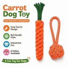 Cute Carrot Dog Chew Toy, Durable Interactive Training Rope Toy, Suitable For Small And Medium Dogs Chewing And Interaction. Multi-Functional Dental Rope, Indoor And Outdoor Training And Teeth Cleaning, Designed For Strong Chewers, Suitable For All Dog Breeds (Puppies And Adult Dogs) - Multicolor - View 1