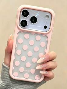 Y2K Cute Macaron Color Polka Dot Pattern Hard Shell Shockproof Transparent Phone Case, Compatible With IPhone 17 Pro Max 17 Pro 17 16 Pro Max 16 Pro 16 15 Pro Max 15 Pro 14 Pro Max 14 Pro 13, Fashion Acrylic Transparent Back Cover, Gift For Girls - Pink - View 3