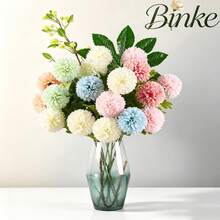 Artificial Double-Head Hydrangea, Artificial Round Chrysanthemum Silk Flower, Single Stem Artificial Flower, For Home Vase Decoration, Wedding Party Arrangement - Multicolor - View 2