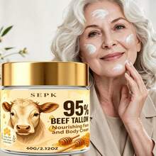 SEPK Creme de Sebo 95%, Creme Nutritivo para Rosto e Corpo, com Mel, Retinol, Ácido Hialurônico, Colágeno, Firma e Suaviza a Pele, Suaviza Linhas Finas, Hidrata a Pele e Torna as Rugas Menos Evidentes. Adequado para Todos os Tipos de Pele - Creme de sebo a 95% - Visão 5