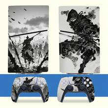 Ink Wash Ancient Style Cavalry Swordsman Vinyl Skin Compatible With PS5 Slim Disc Edition Console + Controller Full Body Wrap, Waterproof, Anti-Scratch, Dust-Proof, Removable With No Residue - View 10