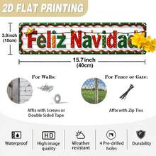 2D Flat 1 Piece Classic Metal Sign, Christmas Theme, For Wall Hanging Decoration, Suitable For Home, Farmhouse, Living Room, Kitchen Christmas Decor, And As Decorative Sign, Size 3.9X15.7 Inches - A - View 3