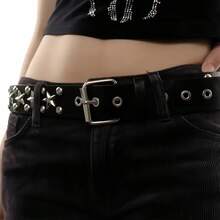 1pc Star Punk Party Street PU(Polyurethane) Women's Belt, All Season, Minimalist Fashion Metal Rivet, Daily Versatile, Unisex - Multicolor - View 5