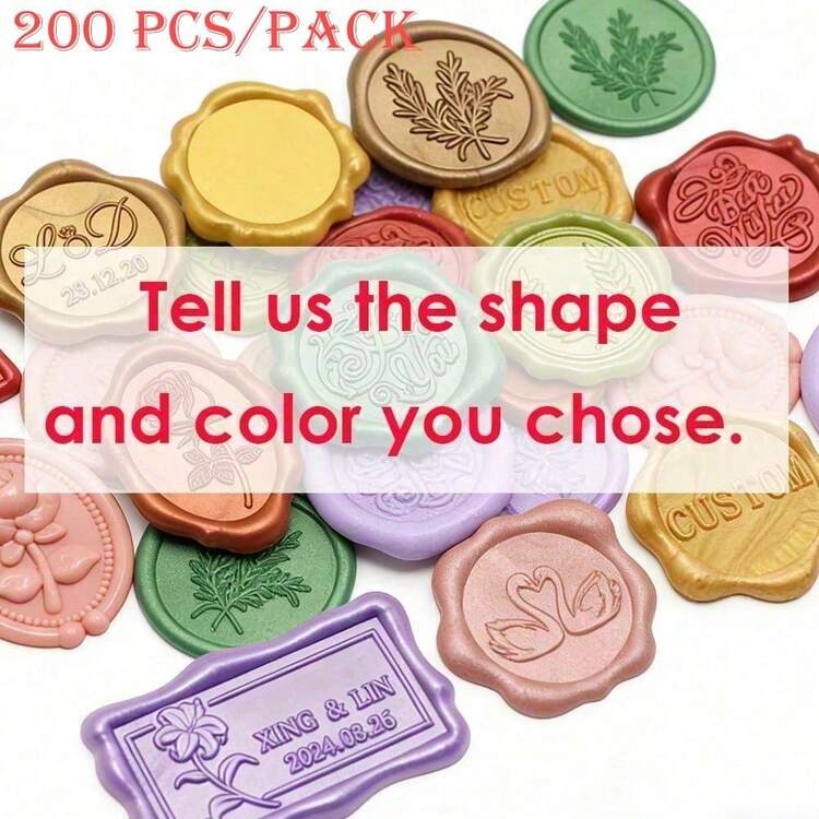 200pcs/300pcs Customized Wax Seal Stamps, Personalized Wax Seal Stickers, Handmade Wax Seal Stickers, Self-Adhesive Wax Seal Stickers, Wedding Letter Wax Seal - Multicolor - View 18