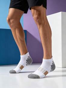 1/5/10/20 Pairs Men's Colorblock Grey Base Short Socks, Comfortable Minimalist Casual Sports Socks - Multicolor - View 4