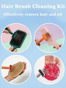 3/2/1pc Set Hair Comb Cleaning Brush, 2-In-1 Comb Cleaning Tool, Hair Comb Cleaner, Mini Hair Comb Cleaning Rake, Efficient Hair Comb Cleaner, Compact And Portable, Suitable For Travel, Unisex, Home Travel Salon Use, Effectively Removes Hair And Dust, Hair Styling Tool - Multicolor - View 4