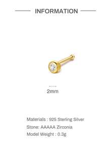 1件 2mm-4mm 925純銀直棒 L型鼻釘環，中性穿刺飾品，低過敏唇釘式壓入耳環 - 金色 - 查看 12