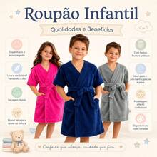 Soft Touch Roupão Infantil Menino Menina Atoalhado Microfibra Felpudo Unissex Pós Banho Piscina Praia Absorvente - Rosa Bebê - Visão 2