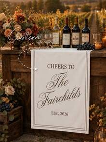 Custom Unique Eternal Wedding Welcome Sign, Fabric Bar Menu Banner, Personalized Name & Date, Romantic Ceremony Gift - Multicolor - View 2