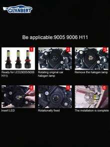 GLANBERT 2pcs/Pack New 4-Sided H4 H7 Car LED Headlight H11 9005 HB3 9006 HB4 H13 LED Headlight Bulbs - White - View 12