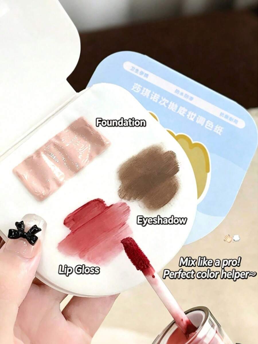 Foundation Color Mixing Paper Set, Includes 1 Transparent Mixing Palette And 100 Disposable Foundation Color Mixing Papers, Detachable, Convenient After Use, Suitable For Makeup Artists And Salon Daily Makeup Color Mixing - Multicolor - View 1
