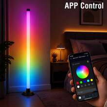 RGB 轉角落地燈，智能 LED 立燈，附 APP 與遙控器，音樂同步、定時與可調光變色氛圍燈，適用臥室、客廳、遊戲室與居家裝飾 - floor lamp - 查看 6