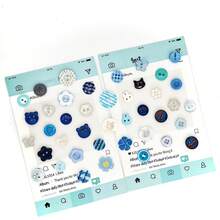 10/20/30/35/40/45/50/55/60/70Pcs Blue Button Assortment, Creative DIY Decorative Accessories, Flower, Star, Moon Shapes, Resin Material, Delicate And Easy To Use, Suitable For Clothing Modification, Greeting Card Decoration, Jewelry Making And More - Multiple Styles - View 2