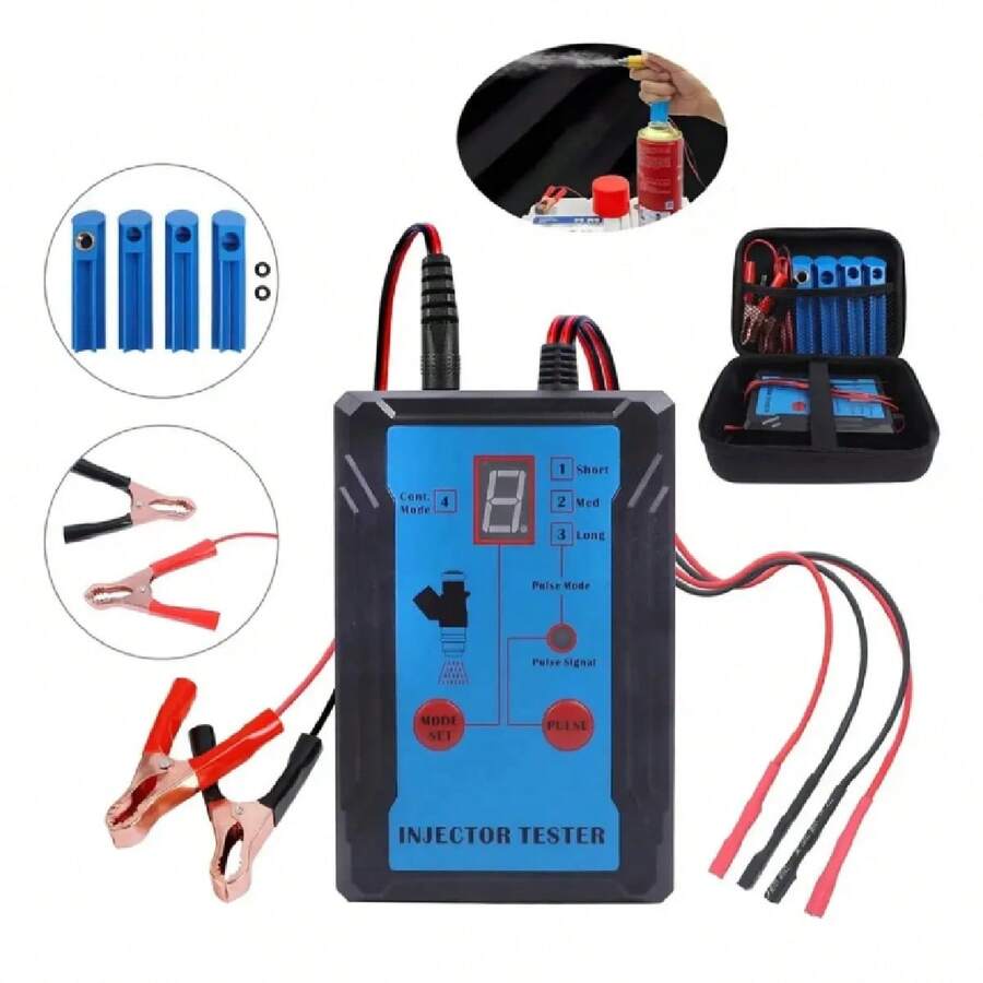 Kit de Limpieza de inyectores automotrices 2 en 1, probador de inyección de de Doble Canal con 8 adaptadores y Modos de Pulso, Equipo de diagnóstico de 4 Cables para de - A - Ver 1