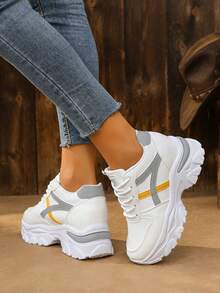Women's Chunky Sneakers Fashionable Versatile Casual - Grey - View 2