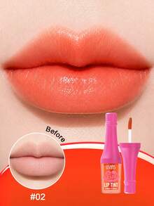USHAS Waterproof & Sweat-Proof Liquid Lip Stain, Rich Color Non-Fading Matte Lip Tint, Comfortable Non-Cracking Lip Color, Dual-Use Blush & Lip Makeup - #02 Coral Peach - View 1