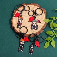 Naruto Akatsuki Metal Enamel Keychain Itachi Pain Deidara Hidan Chibi Figure Red Cloud Pendant Key Ring Backpack Charm Anime Fan Cosplay Gift - Multicolor - View 8