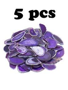 1/5/10 Pcs Irregular Agate Slices Natural Stone Slabs Rough Edge Healing Crystal Slice For DIY Pendant, Cup Coaster Home Decor Reiki Meditation Crafts - Purple - View 6