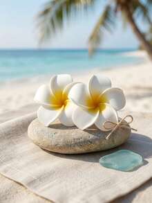1/2pcs Textured Yellow Plumeria Hair Claw Clips, Elegant Hair Clips For Women, Suitable For Beach And Daily Wear - Yellow - View 11