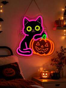 1PC Trick Or Treat LED Neon Sign With USB Cable, PS Board Pumpkin Neon Light Wall Decor, Colorful Spooky Lamp For Bedroom, Party, Bar,Halloween, Holiday Gift - Multi-color light - View 8