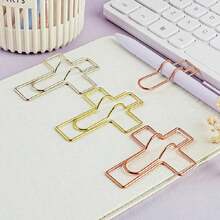 6pcs Mixed Color Multi-Function Heart Metal Pen Clips, Paper Clips With Pen Holder, Notebook Accessories, Pen Holder, Pen Pendant, Back To School, School Supplies - Multicolor - View 2