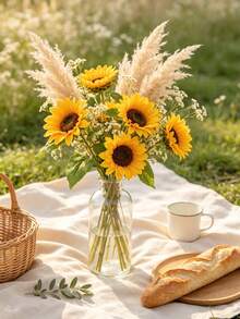 10pcs/5pcs/1pc Artificial Sunflowers, Perfect For Home Decor, Wedding, Party, Centerpiece, Bridal Bouquet, Table Setting, Wreath And Spring/Summer DIY Crafts. Summer, Autumn Wedding, Thanksgiving Decorations. Home And Party Decor - Multicolor - View 5
