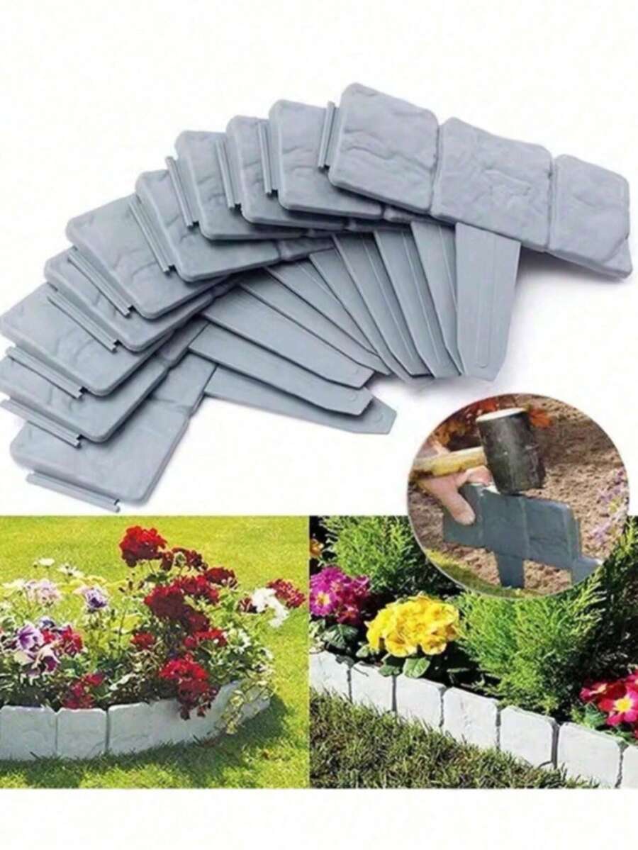 Thickened & Reinforced Garden Edging, Terracotta Landscape Border, Sturdy Non-Deforming Flower Bed Fence, Yard Lawn Decoration, Optional 5pcs Or 10pcs - A - View 1