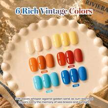 Beetles 6 Colors Neon Fall Gel Nail Polish Set, Vintage Riviera Orange Pink Yellow Green Gel Collection With 2-In-1 Nail Art Pen, Button & Color Card, Soak Off UV LED - 6 Colors Fall Gel Nail Polish - 查看 3