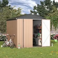 YODOLLA Outdoor Metal Tool Shed 215 * 215 * 196 Cm With Lockable Doors | Metal Garden & Terrace Storage Shed - Grey - View 2