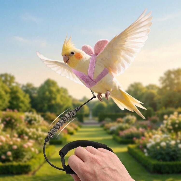 Bird Harness And Leash Set, Parrot Outdoor Flight Tether, Suitable For Lovebirds And Cockatiels, Ultra-Lightweight Non-Slip Vest, Comfortable Anti-Escape Training, Travel And Walking, Bird Supplies, Adjustable Size - Multicolor - View 7