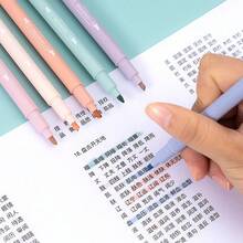 6支/組雙頭螢光標記筆盒裝套組，學生標記與繪圖用，護眼軟圓頭彩色麥克筆 - 套裝 - 查看 5